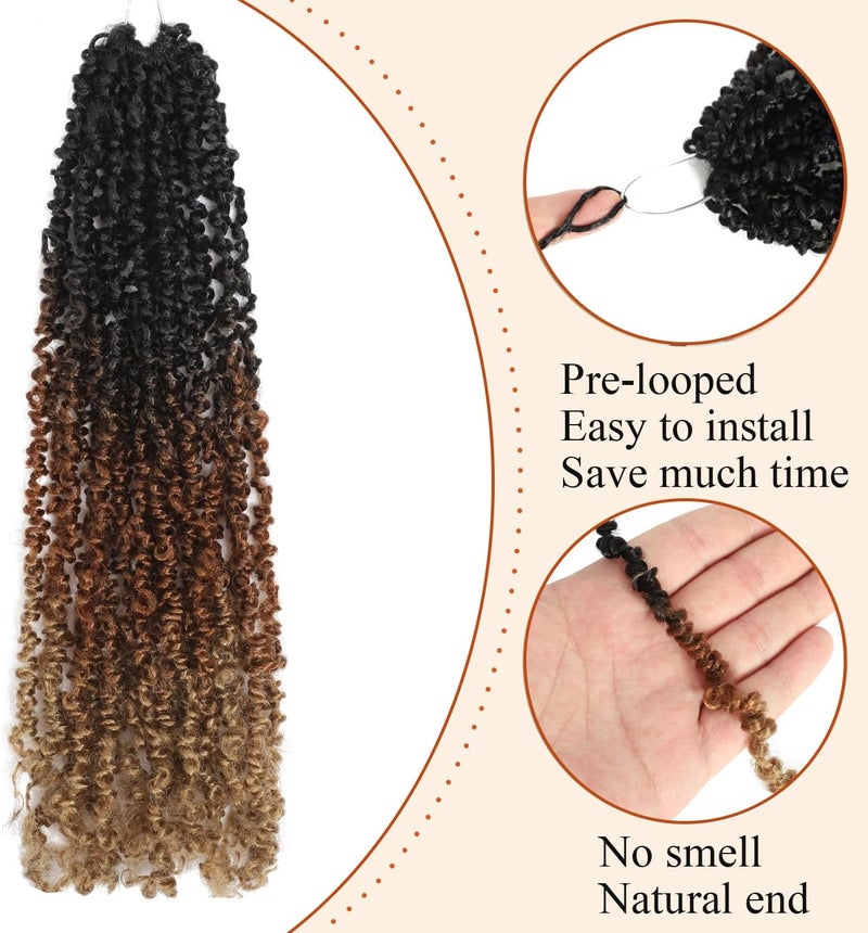 FALEMEI Yanky Pre-Twisted Natural Black Mini Spring Twist Crochet Hair, 16 Inch Small Curly Senegalese Braids (OT30/27, 3 Tones Ombre Brown, Pack of 10) - Image 3