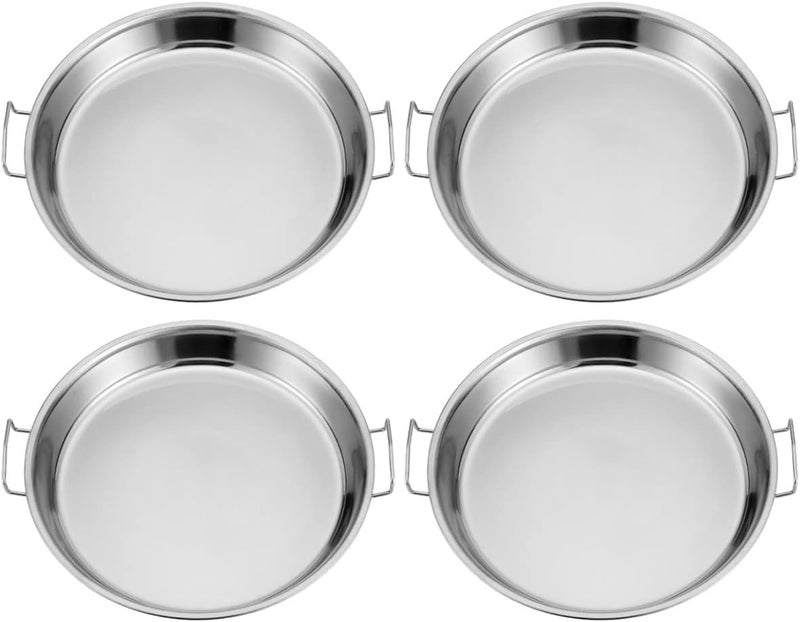 Hemoton 4pcs Stainless Steel Everyday Pan Cold Noodle Plate Chef Stir Fry Pan Steamer Pot Saucepot Casserole Pot Tray Dish with Handles for Home Kitchen Food Serving - Image 1