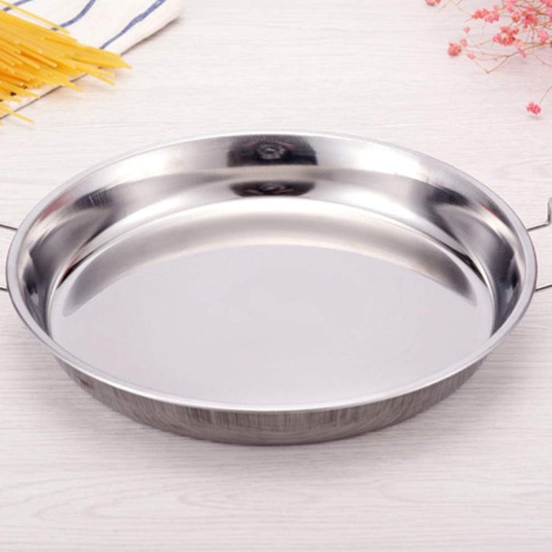 Hemoton 4pcs Stainless Steel Everyday Pan Cold Noodle Plate Chef Stir Fry Pan Steamer Pot Saucepot Casserole Pot Tray Dish with Handles for Home Kitchen Food Serving - Image 3