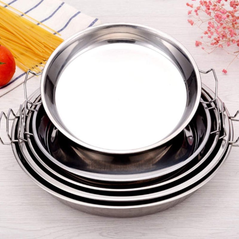 Hemoton 4pcs Stainless Steel Everyday Pan Cold Noodle Plate Chef Stir Fry Pan Steamer Pot Saucepot Casserole Pot Tray Dish with Handles for Home Kitchen Food Serving - Image 4