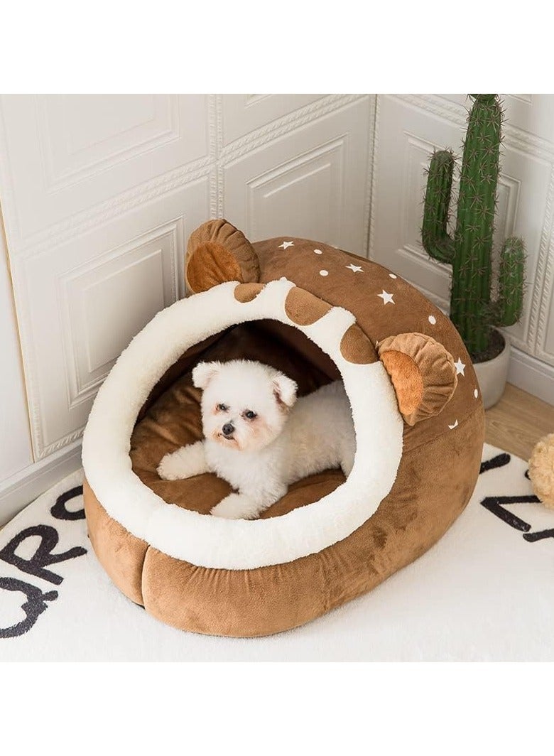 عام سرير الكلب للشتاء مع تدفئة فعالة، منزل الجرو المريح، خيمة النوم للقطط، كهف السرير الداخلي للقطط الصغيرة، سفينة حراسة للكلاب والقطط ذات الأحجام الصغيرة والمتوسطة - Image 2