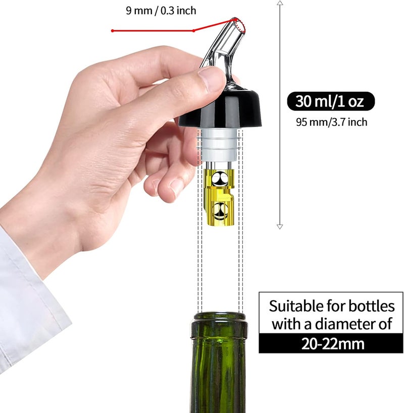 SuproBarware Automatic Measured Bottle Pourer - Quick Shot Spirit Measure Pourer Drinks Wine Cocktail Dispenser Home Bar Tools - 1oz/30ml (12) - Image 3