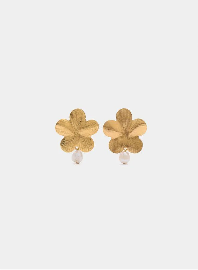 Parfois Gold Flower earrings with pearls Golden for Women | Best Price UAE