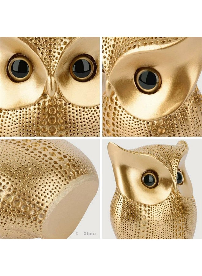 Xtore® Modern Classy Lucky Owl Resin Art Figure Showpiece (Golden), 1 Piece - Image 2