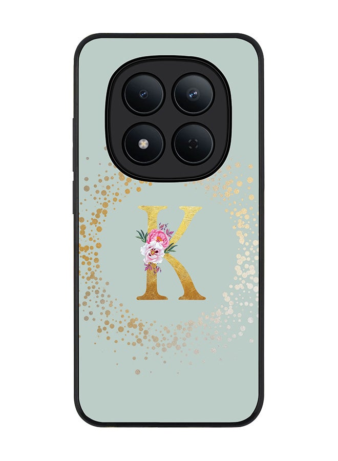 For Xiaomi Redmi Note 15 Pro 5G Case,Slim fit Camera Protection, Shockproof Thin Phone cover  - Custom Monogram Floral - K  (Light Grey )