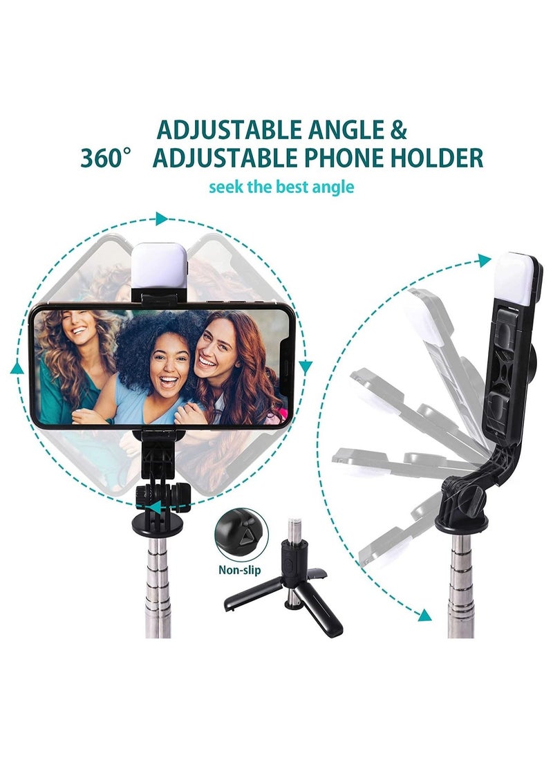Mini Selfie Stick Tripod, Extendable 3 in 1 Selfie Stick Tripod with Remote, ​Phone Tripod with 3 Light Modes, 6 Brightness Levels, Selfie Stick for iPhone 12/11/11 - Image 4