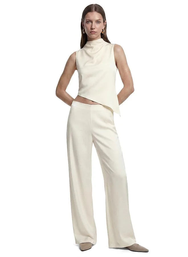 Asymmetric Sleeveless Satin Blouse