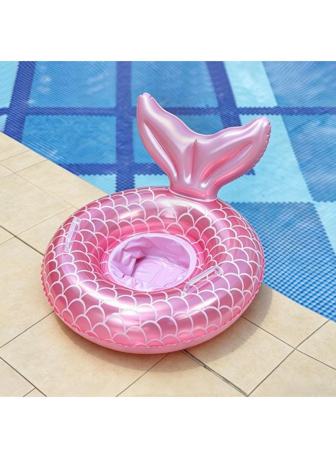 Baby Pool Float Mermaid Inflatable Swim Ring with Seat Handles Toddler Swimming Float for Baby Girls Boys and Kids - Image 4