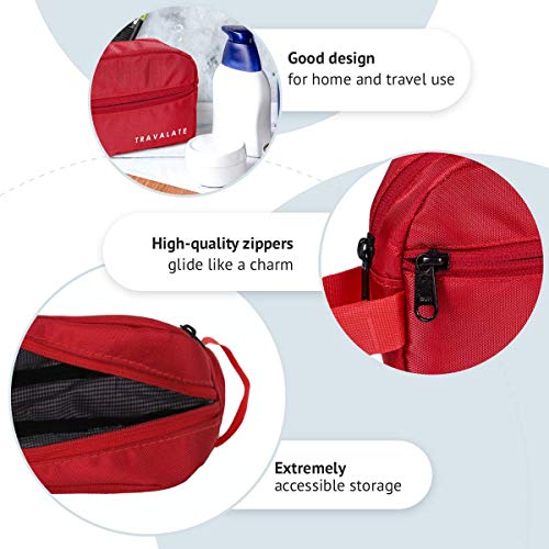 Travalate Polyester Toiletry Travel Bags Makeup Shaving Kit Pouch for Men & Women, Single Part Multipurpose kit Bag for Toiletrys - Red - Image 4
