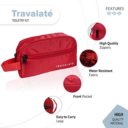 Travalate Polyester Toiletry Travel Bags Makeup Shaving Kit Pouch for Men & Women, Single Part Multipurpose kit Bag for Toiletrys - Red - Image 3