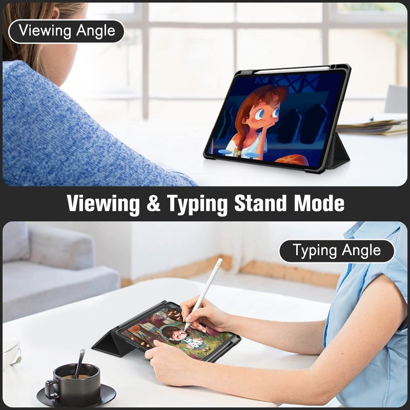 Fintie Hybrid Slim Case for iPad Pro 11-inch (4th / 3rd Generation) 2022/2021 - [Built-in Pencil Holder] Shockproof Cover w/Clear Transparent Back Shell, Also Fit iPad Pro 11" 2nd Gen, Dreamy Marble - Image 4