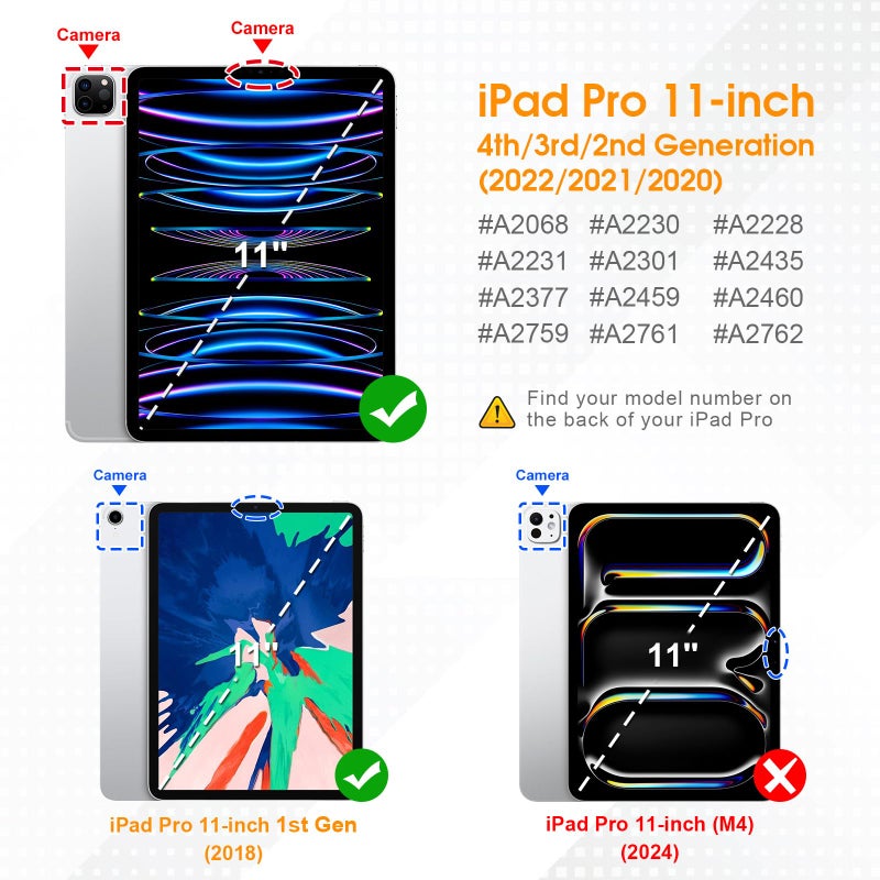 Fintie Hybrid Slim Case for iPad Pro 11-inch (4th / 3rd Generation) 2022/2021 - [Built-in Pencil Holder] Shockproof Cover w/Clear Transparent Back Shell, Also Fit iPad Pro 11" 2nd Gen, Dreamy Marble - Image 2