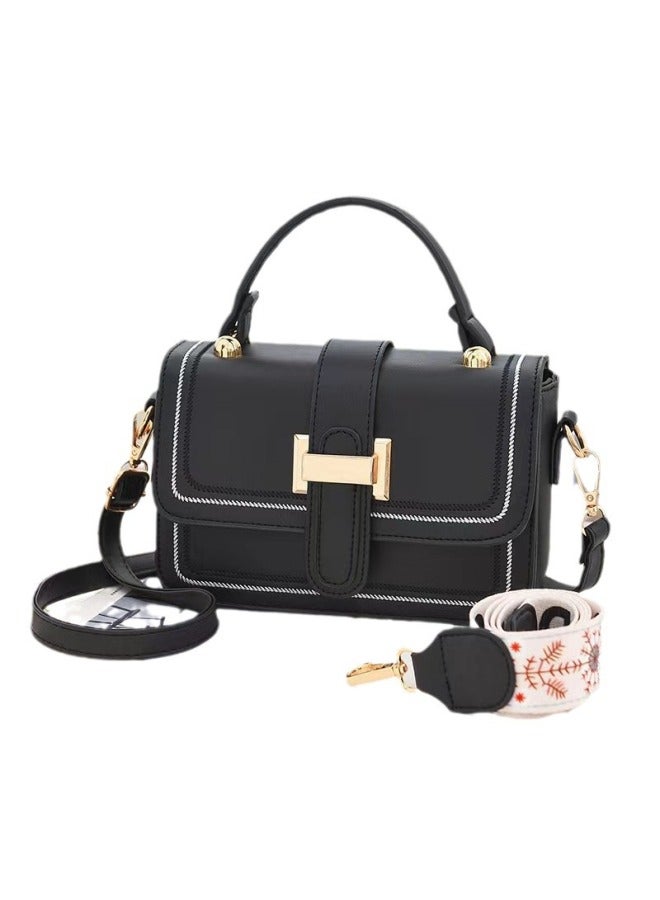 Fashion Fashion Women's Bag Texture Trend Small Square Bag Wide Shoulder Strap Portable Crossbody Shoulder Bag - Image 5
