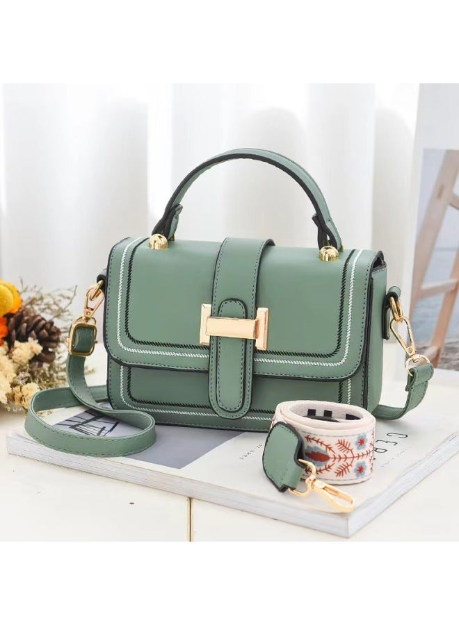 Fashion Fashion Women's Bag Texture Trend Small Square Bag Wide Shoulder Strap Portable Crossbody Shoulder Bag - Image 3