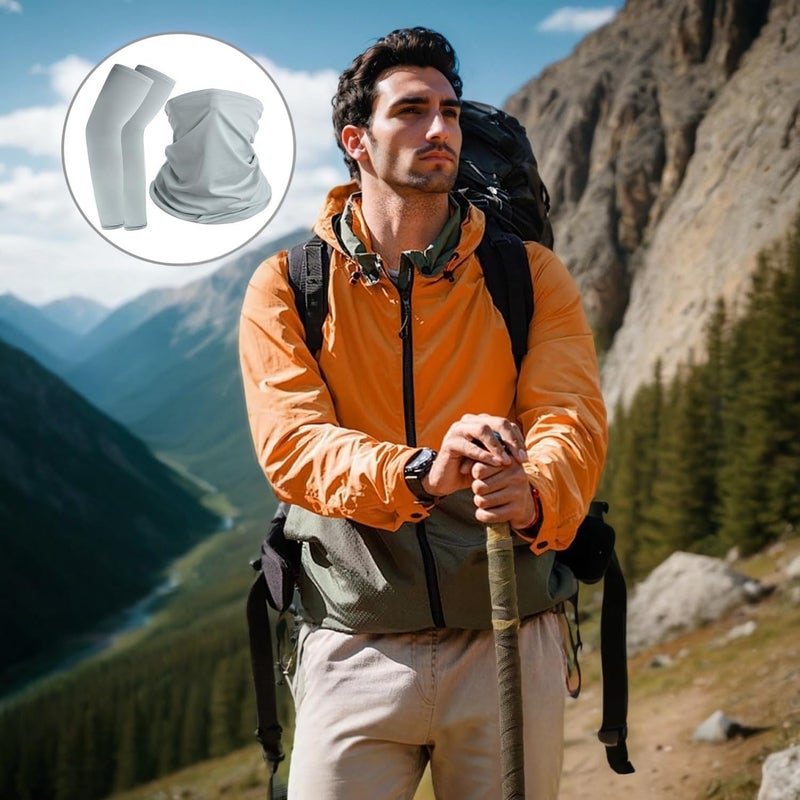 Duomama Cooling Arm Sleeves & Neck Gaiter Set - Sun Protection & Breathable Face Cover for Outdoor Activities - Image 5