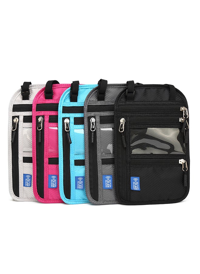 Generic Multifunctional Id Bag Rfid Neck Hanging Passport Bag Passport Holder Id Protection Cover Lake Blue  - Image 3
