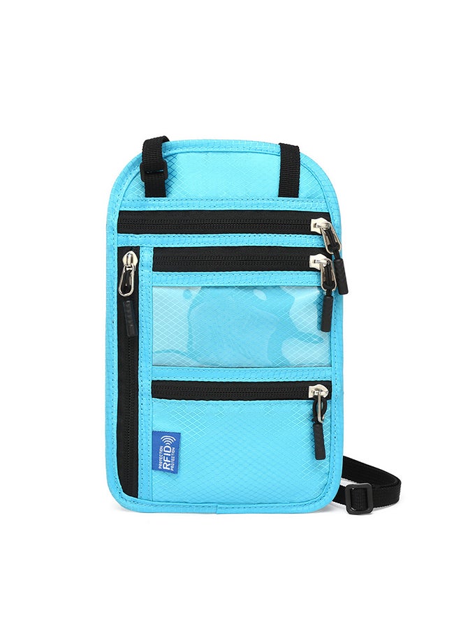Generic Multifunctional Id Bag Rfid Neck Hanging Passport Bag Passport Holder Id Protection Cover Lake Blue  - Image 1