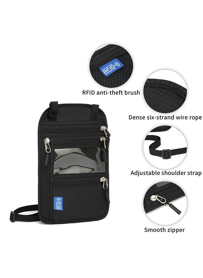 Generic Multifunctional Id Bag Rfid Neck Hanging Passport Bag Passport Holder Id Protection Cover Lake Blue  - Image 5