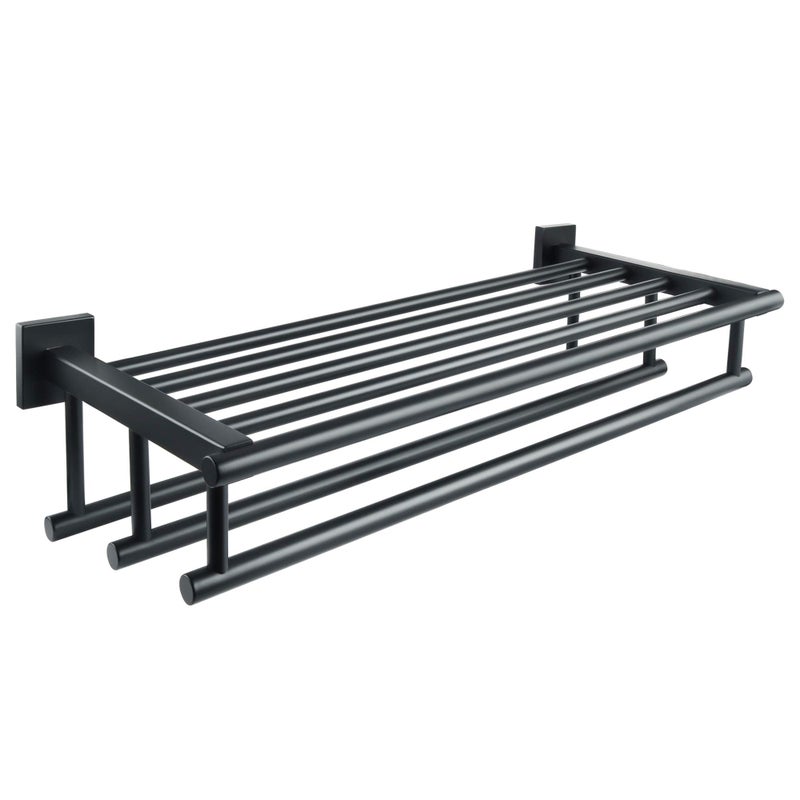 Alise Alise Large Towel RackTowel Hanger Towel Shelf with 3 Towel Bars for Bathroom LavatoryTowel Holder Wall Mount SUS 304 Stainless SteelMatte Black24Inch 