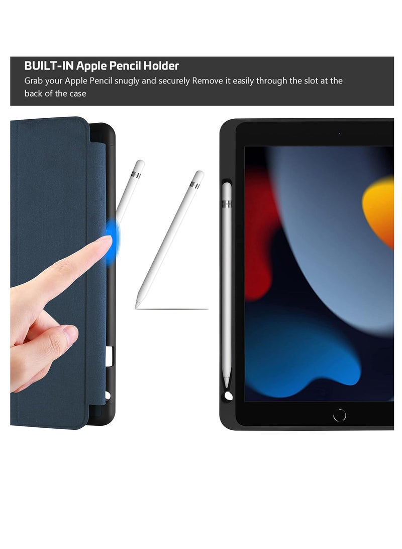 Procases iPad 10.2 9th and 8th and 7th Generation with Pencil Holder Flexible Soft TPU Back Cover Ultra Slim Lightweight Stand Protective Case Navy - Image 2