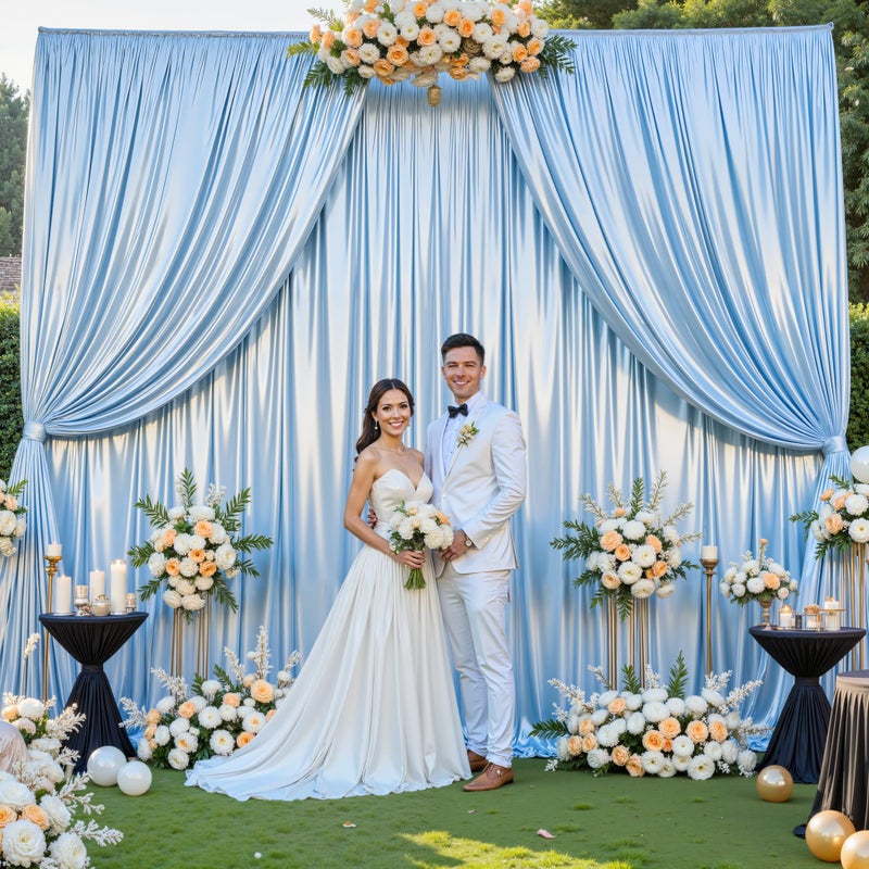 PARTISKY 10x10 ft Blue Glitter Backdrop Curtain for Parties, Wrinkle Free Glitter Photo Backdrop Drapes 2 Panels 5x10FT Shimmer Back Drop Cloth for Baby Sower Wedding Birthday Photography Background Decor - Image 5
