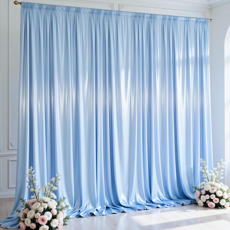 PARTISKY 10x10 ft Blue Glitter Backdrop Curtain for Parties, Wrinkle Free Glitter Photo Backdrop Drapes 2 Panels 5x10FT Shimmer Back Drop Cloth for Baby Sower Wedding Birthday Photography Background Decor - Image 1