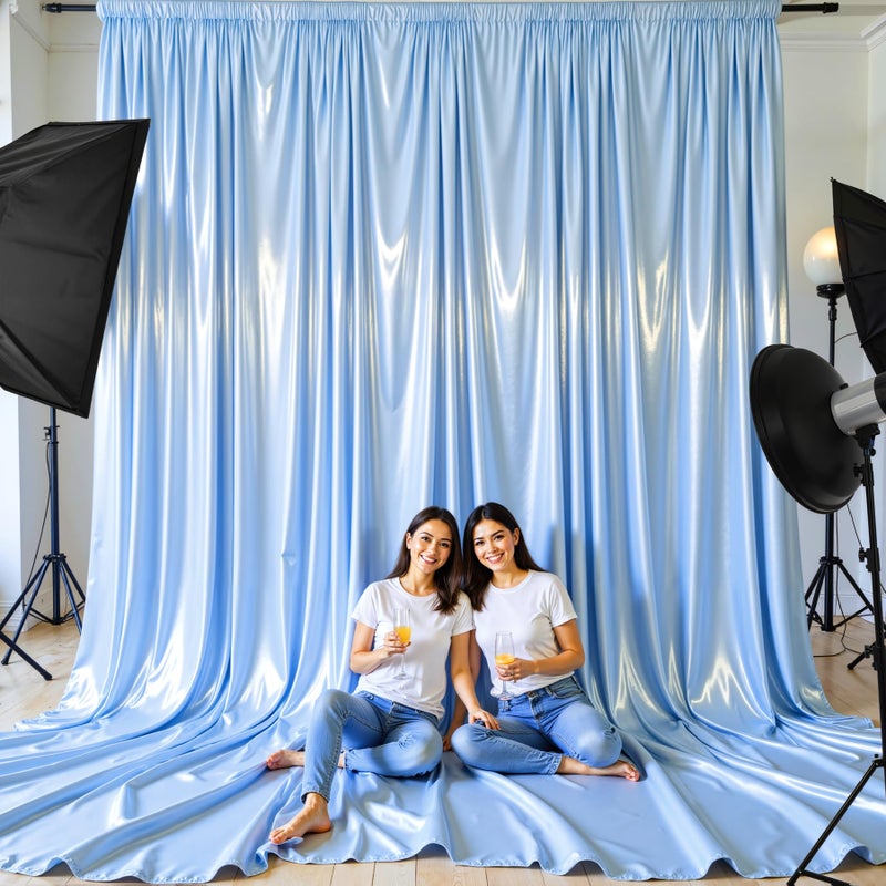 PARTISKY 10x10 ft Blue Glitter Backdrop Curtain for Parties, Wrinkle Free Glitter Photo Backdrop Drapes 2 Panels 5x10FT Shimmer Back Drop Cloth for Baby Sower Wedding Birthday Photography Background Decor - Image 4