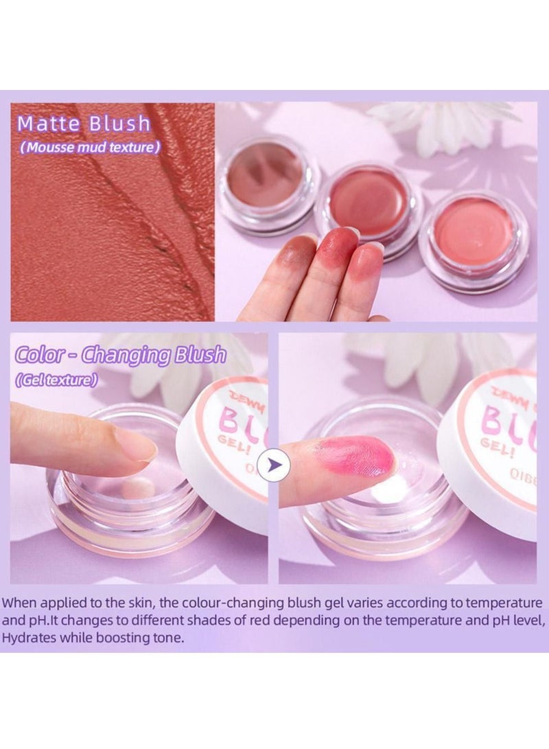 QiBest أحمر خدود كريمي غير لامع للخدود والشفتين مكياج مقاوم للماء أحمر خدود متعدد الاستخدامات لمسة غير لامعة خفيف الوزن سهل الدمج أحمر خدود كريمي طبيعي لجميع ألوان البشرة 5 جرام - Image 4