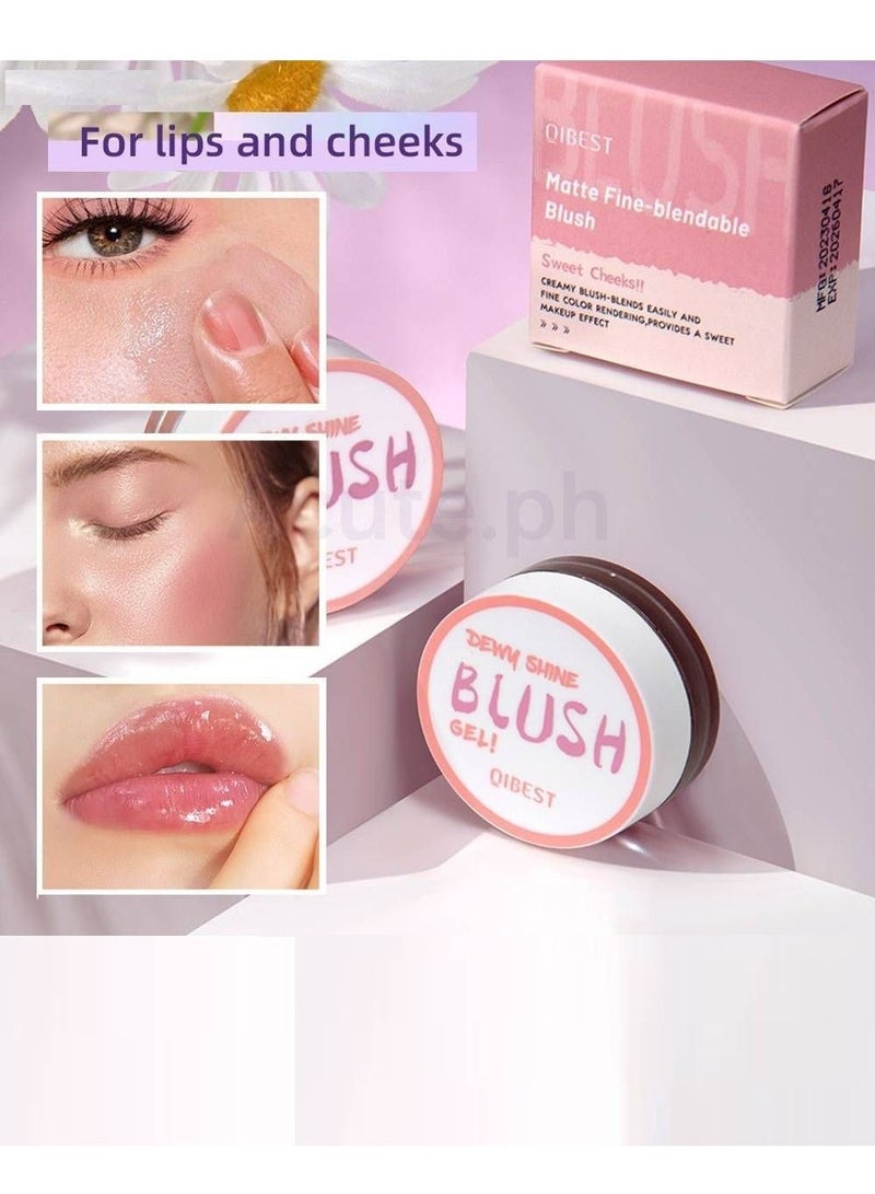 QiBest أحمر خدود كريمي غير لامع للخدود والشفتين مكياج مقاوم للماء أحمر خدود متعدد الاستخدامات لمسة غير لامعة خفيف الوزن سهل الدمج أحمر خدود كريمي طبيعي لجميع ألوان البشرة 5 جرام - Image 3