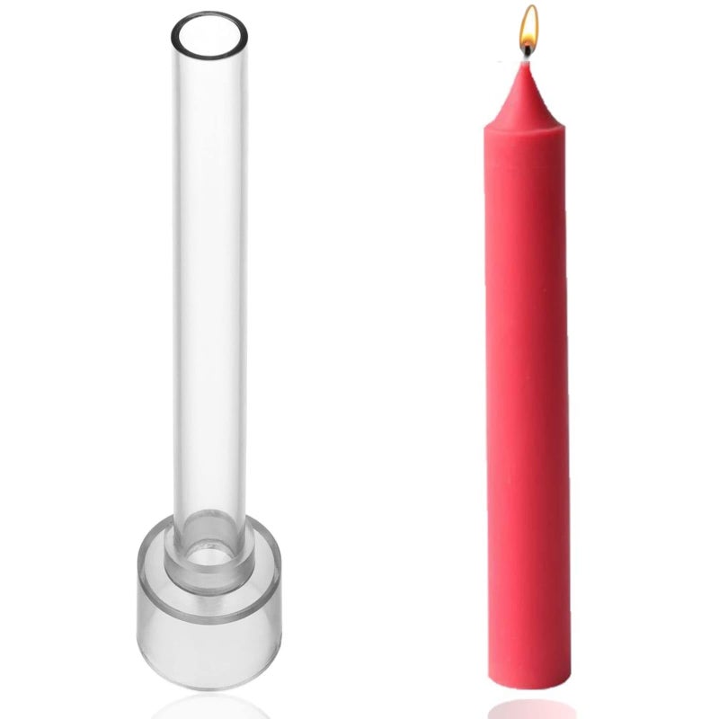 SOFTCREATO Candle Stick Mold I Taper Round Pillar Tapered Cylindrical Acrylic Candlestick Wax Mould I Modern Creative Shape Molds I for DIY Handmade Ornament Soap, Cake Décor, Art Craft Making, Home Decoration (2.2 X 25 CM) - Image 1