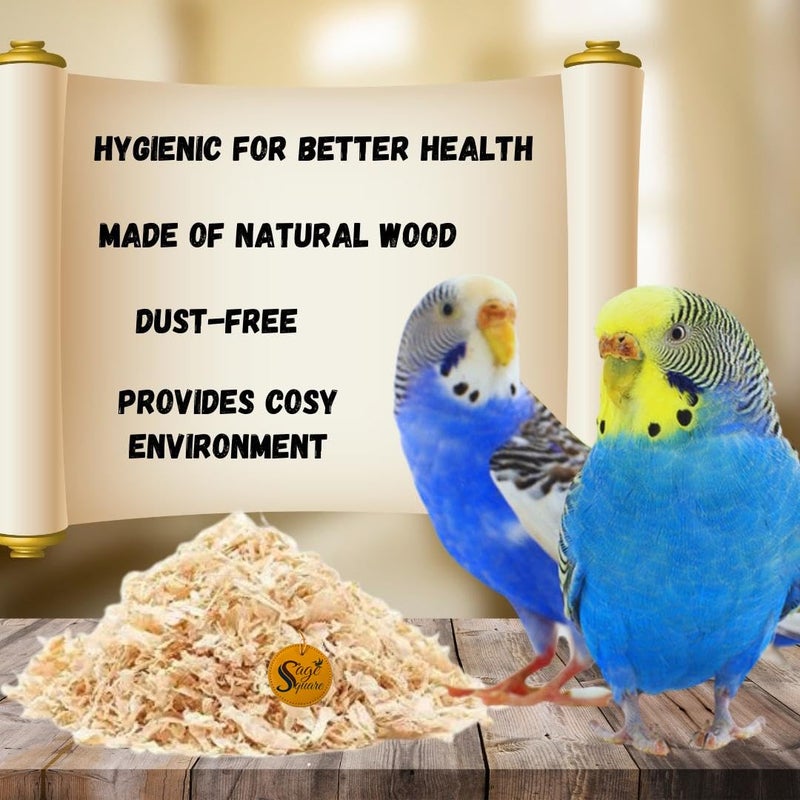 Sage Square رقائق الخشب 150 جرام - فراش طبيعي ناعم ممتاز للطيور والحيوانات الصغيرة - مادة تعشيش مريحة - مثالية للطيور، والهامستر، والجرذان، والأرانب، وخنازير غينيا 100% آمنة وصحية - Image 3