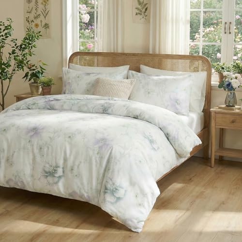 Cozaline Floral Duvet Cover Queen Size 100% Cotton Reversible Green Floral Duvet Cover Set with Zipper Closure 3 Pcs Green Leaf Soft & Breathable Bedding Comforter Cover - Image 4