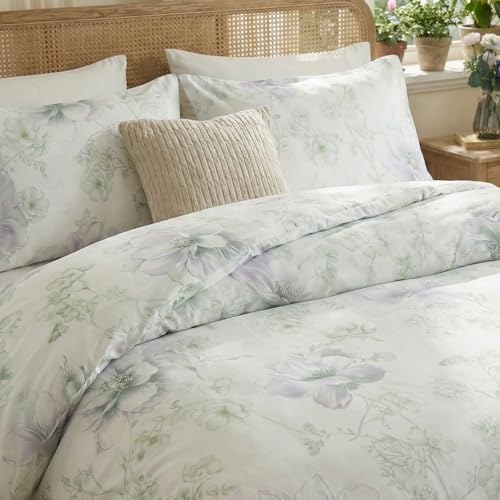 Cozaline Floral Duvet Cover Queen Size 100% Cotton Reversible Green Floral Duvet Cover Set with Zipper Closure 3 Pcs Green Leaf Soft & Breathable Bedding Comforter Cover - Image 5