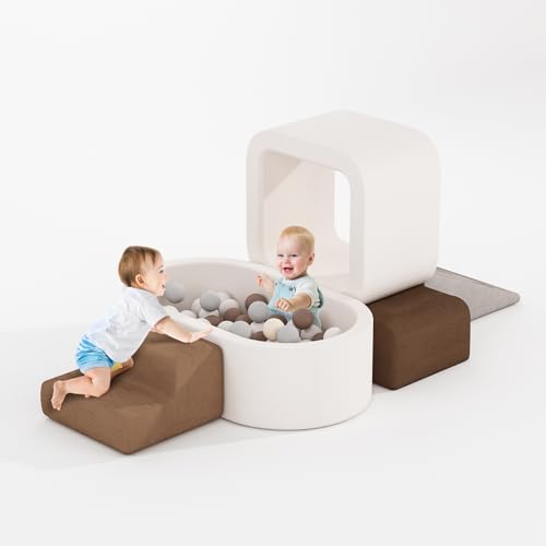 BanaSuper 6Piece Climbing Toys for Toddlers Kids Foam Blocks Playset with Ball Pit Balls not Included Toddler Indoor Soft Play Gym Activity Play Set for Crawling Sliding and Playing - Image 1