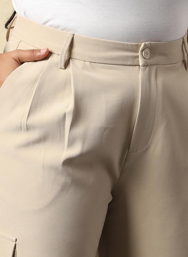 هاي ستار بنطلون نسائي كوري كارجو بخصر مرتفع وكسرات مقاوم للتجعد بقصة واسعة - Image 5