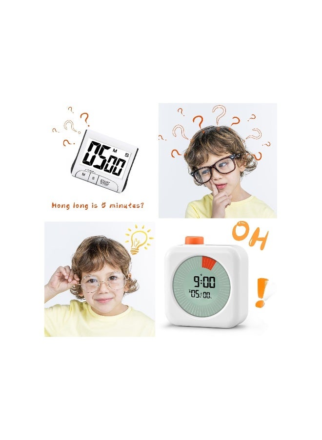 Interactive 60-Minute Visual Timer for Kids u0026 Adults, Easy-to-Read Countdown Clock with Alarm, Time Management Tool for Classroom, Homework, Kitchen u0026 Office, Dual Mode, Snooze Function, Por - Image 3