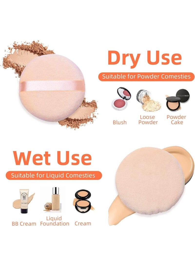 6 Pieces Cotton Makeup Powder Puffs 8 cm – Soft Round Face and Body Powder Puffs for Loose Powder, Pressed Powder, Foundation, BB Cream, Blush and Cushion Makeup, Washable and Reusable Cosmetic Sponges - Image 2