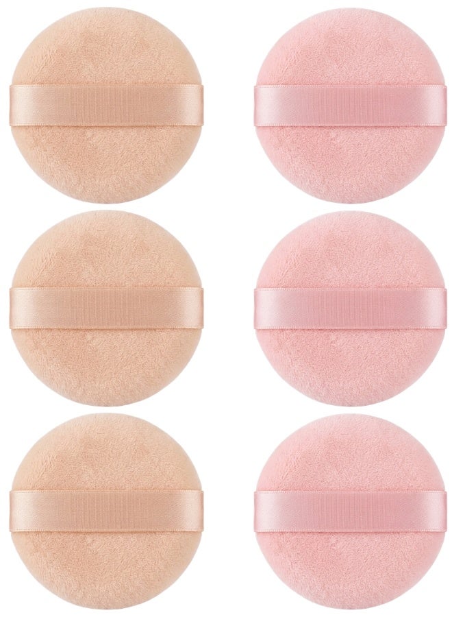 6 Pieces Cotton Makeup Powder Puffs 8 cm – Soft Round Face and Body Powder Puffs for Loose Powder, Pressed Powder, Foundation, BB Cream, Blush and Cushion Makeup, Washable and Reusable Cosmetic Sponges - Image 1