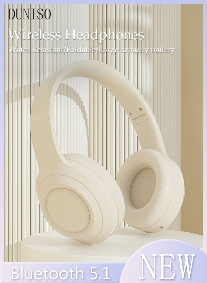 DUNISO Bluetooth Headphones Over Ear Wireless Headphones with Microphone Teenager Use HiFi Stereo Foldable Lightweight Headset, Deep Bass for Home Office Cellphone PC  - Image 1
