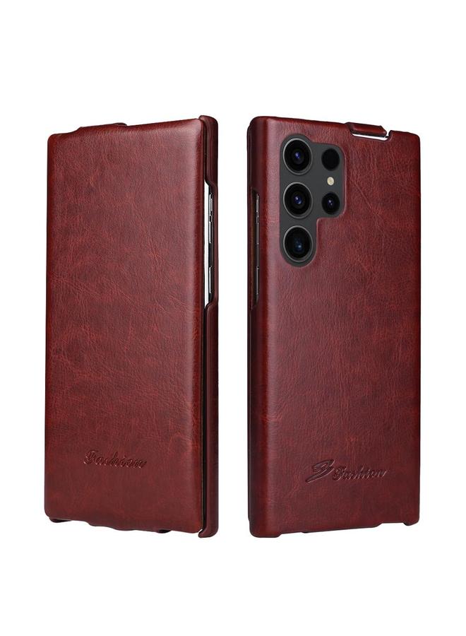 The Bros Case For Samsung Galaxy S25 Ultra 5G Fierre Shann 64 Texture Vertical Flip PU Leather Phone Case