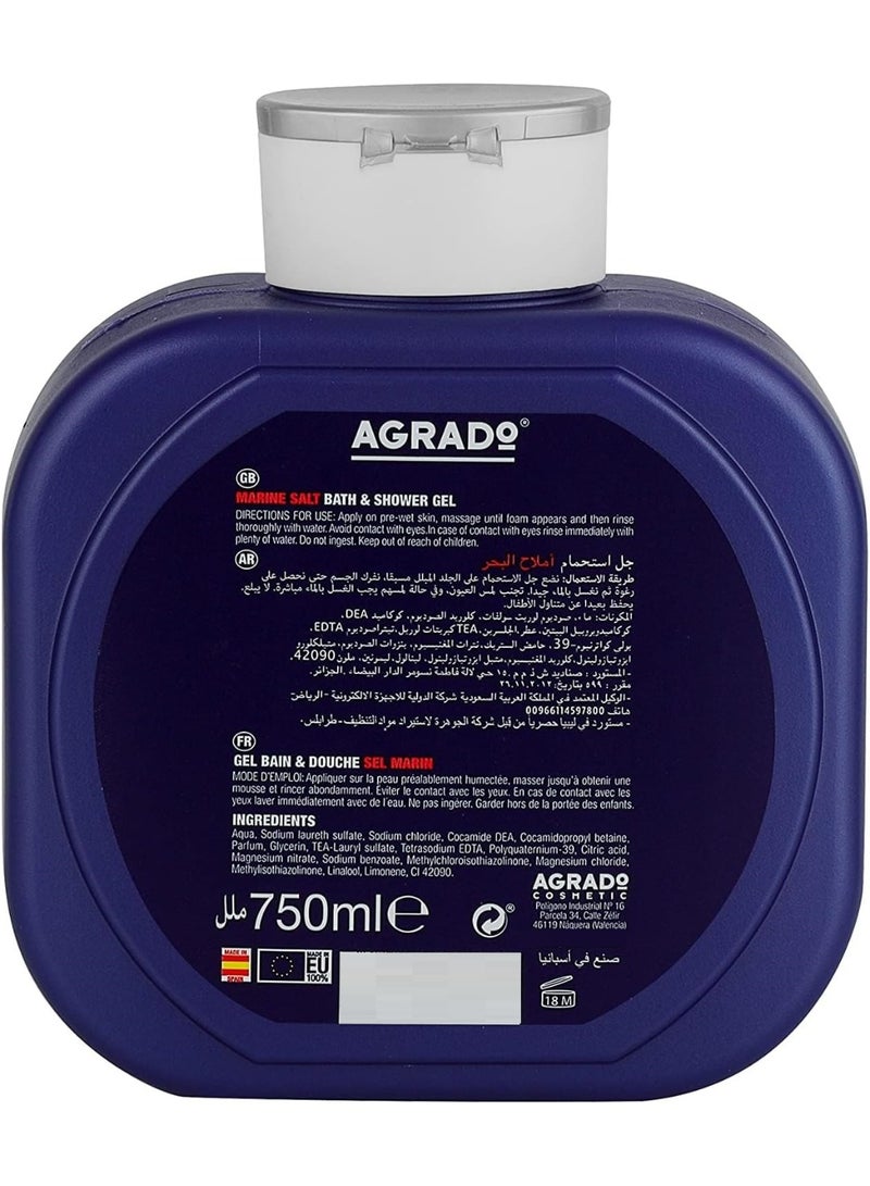 AGRADO Bath & Shower Gel Marine Salt Blue 750 ML - Image 3
