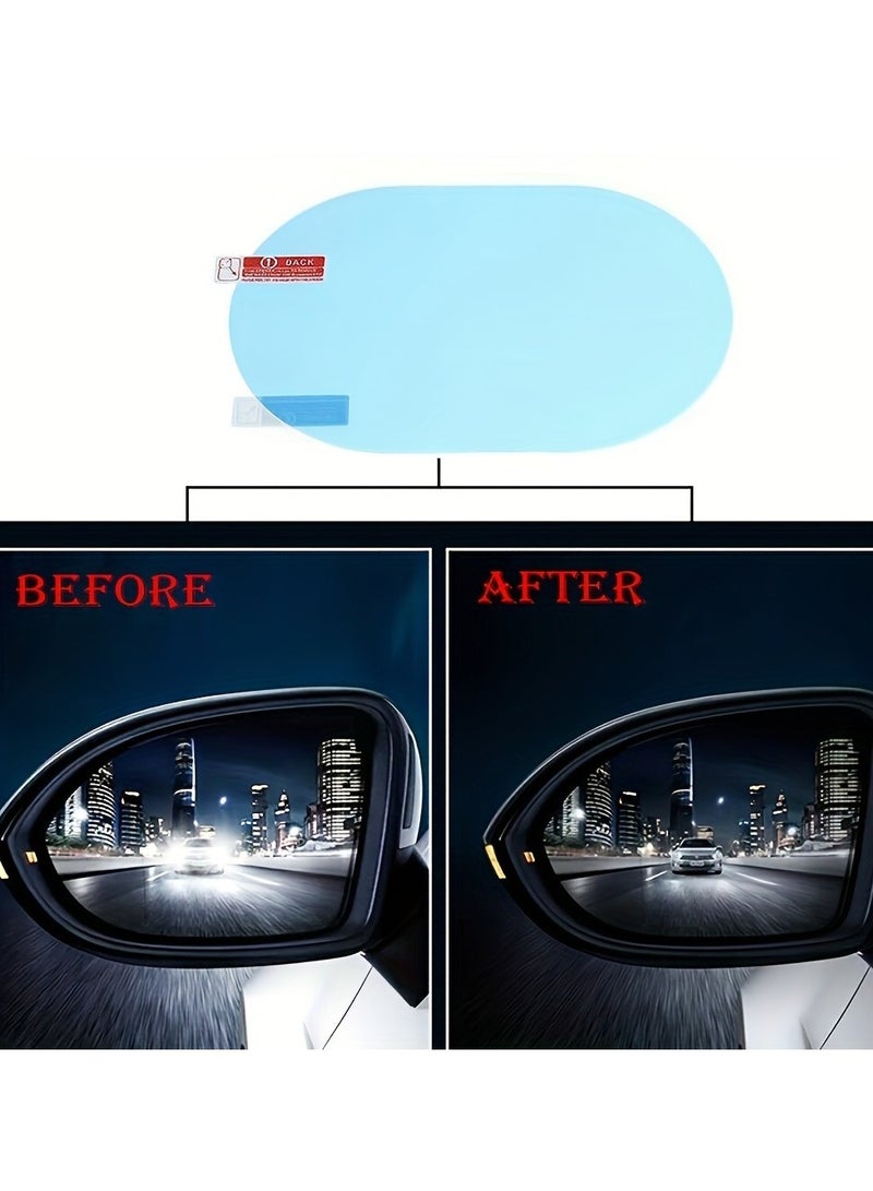 Generic 4PCS Car Rearview Mirror Film Rainproof Waterproof Mirror Film Anti Fog HD Clear Nano Coating Car Film for Car Mirrors and Side Windows, Various Shapes Mirror Stickers - Image 2