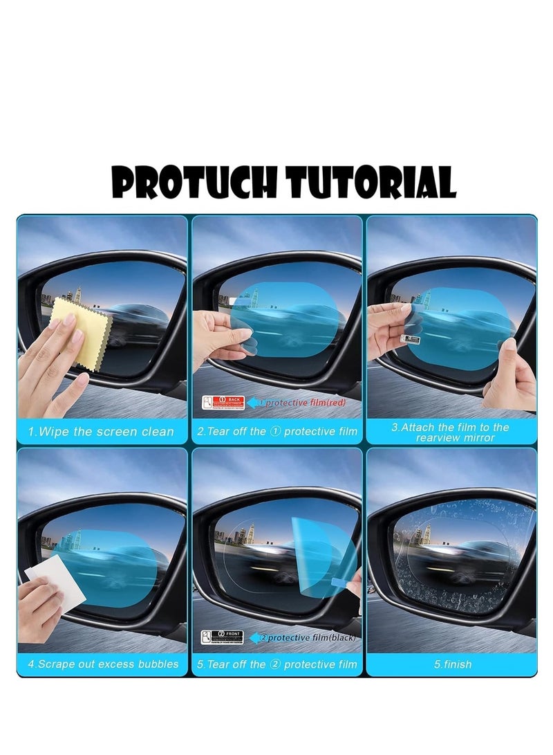 Generic 4PCS Car Rearview Mirror Film Rainproof Waterproof Mirror Film Anti Fog HD Clear Nano Coating Car Film for Car Mirrors and Side Windows, Various Shapes Mirror Stickers - Image 5