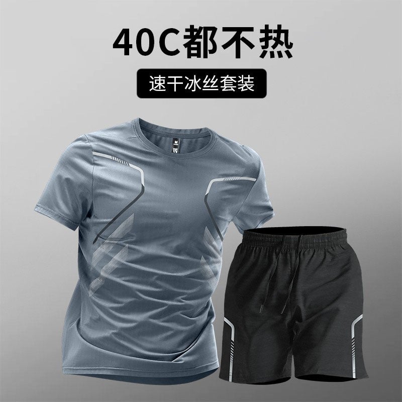 Men's Quick-Dry Tracksuit Set with T-Shirt and Shorts - Image 2