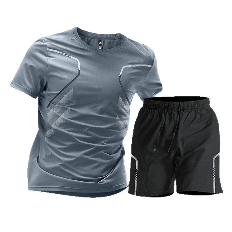 Men's Quick-Dry Tracksuit Set with T-Shirt and Shorts - Image 1