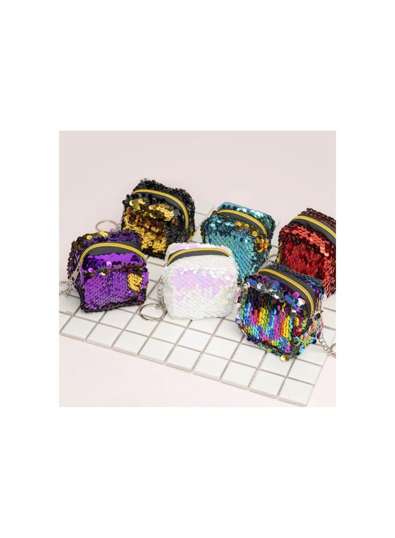 GGOOT 4Pcs Sequins Change Purses Keychain Small Glitter Wallet Mini Coin Purse Pouches with Key Ring Change Packets Versatile Storage Pockets for Women Girls  - Image 5