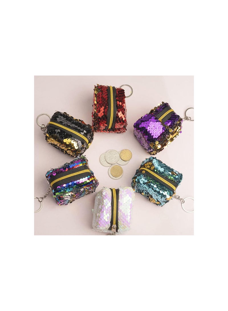 GGOOT 4Pcs Sequins Change Purses Keychain Small Glitter Wallet Mini Coin Purse Pouches with Key Ring Change Packets Versatile Storage Pockets for Women Girls  - Image 2