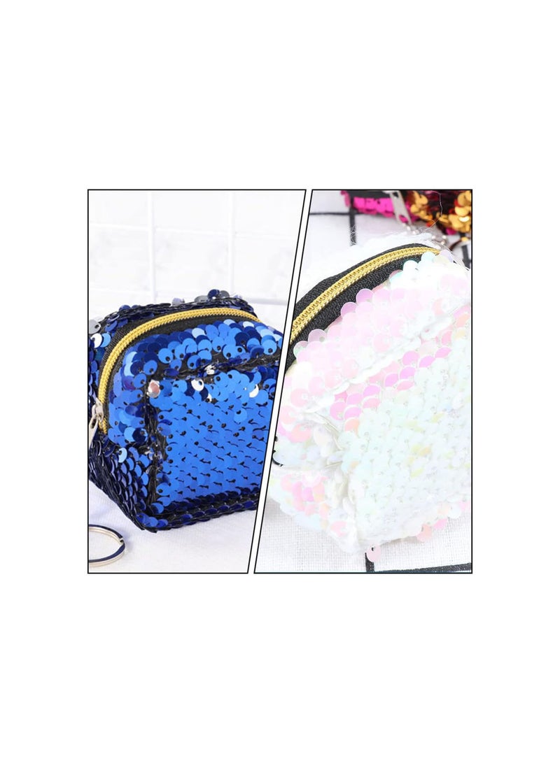 GGOOT 4Pcs Sequins Change Purses Keychain Small Glitter Wallet Mini Coin Purse Pouches with Key Ring Change Packets Versatile Storage Pockets for Women Girls  - Image 4