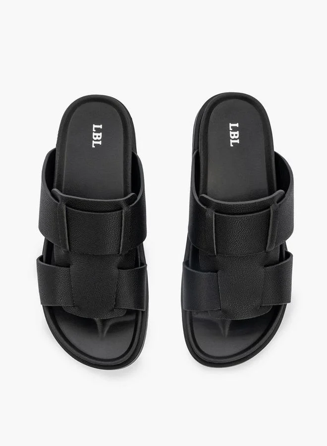 LBL by Shoexpress BLACK Solid Slip-On Comfort Sandals for Men | Best Price UAE