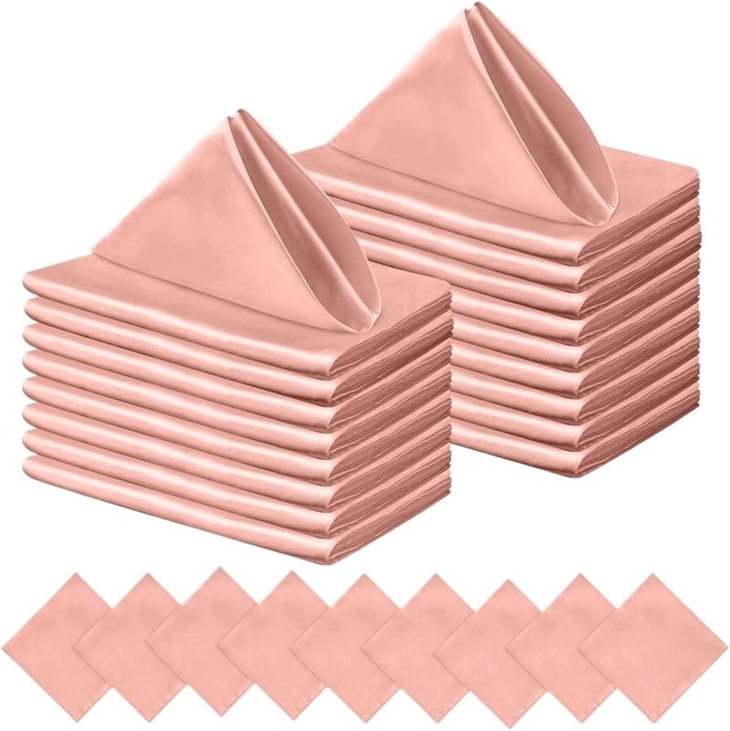 Rose Gold Satin Cloth Napkins 50PCS 30X30CM Soft Dinner Napkins for Party Wedding Christmas Decoration - Image 2